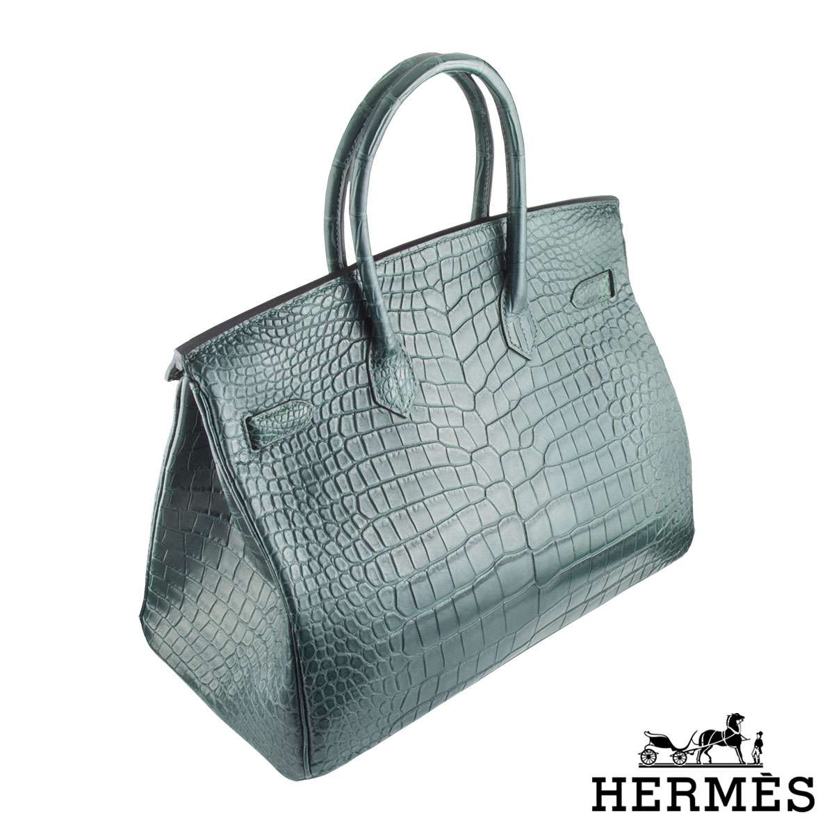 HERMES 35cm Crocodile Poussiere Porosus Birkin Bag